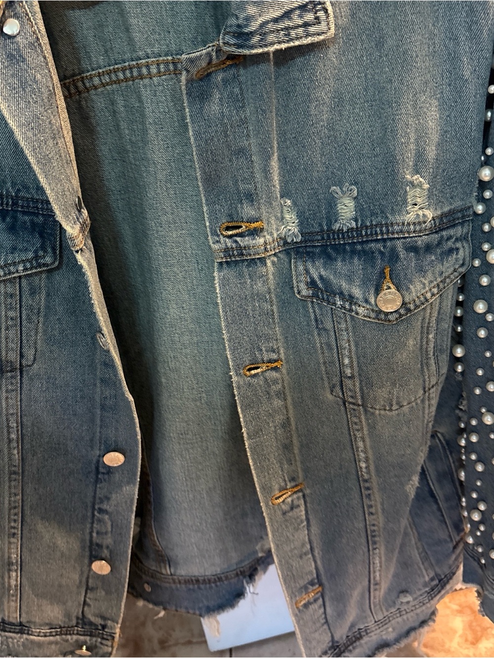 Distressed Light Wash Denim Jacket